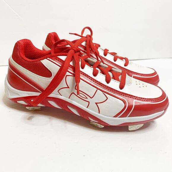 Under Armour Women's 6 Softball Cleats Spine Glyde ST CC Red White Fast Pitch - Picture 2 of 9